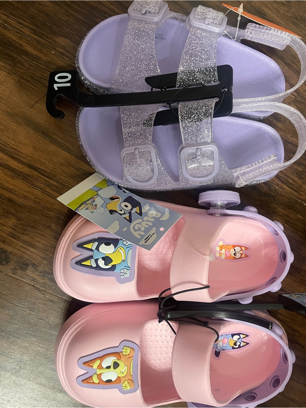 Girls' Pink Character Slide Sandals with Glitter Lavender Strap Sandals - Pack